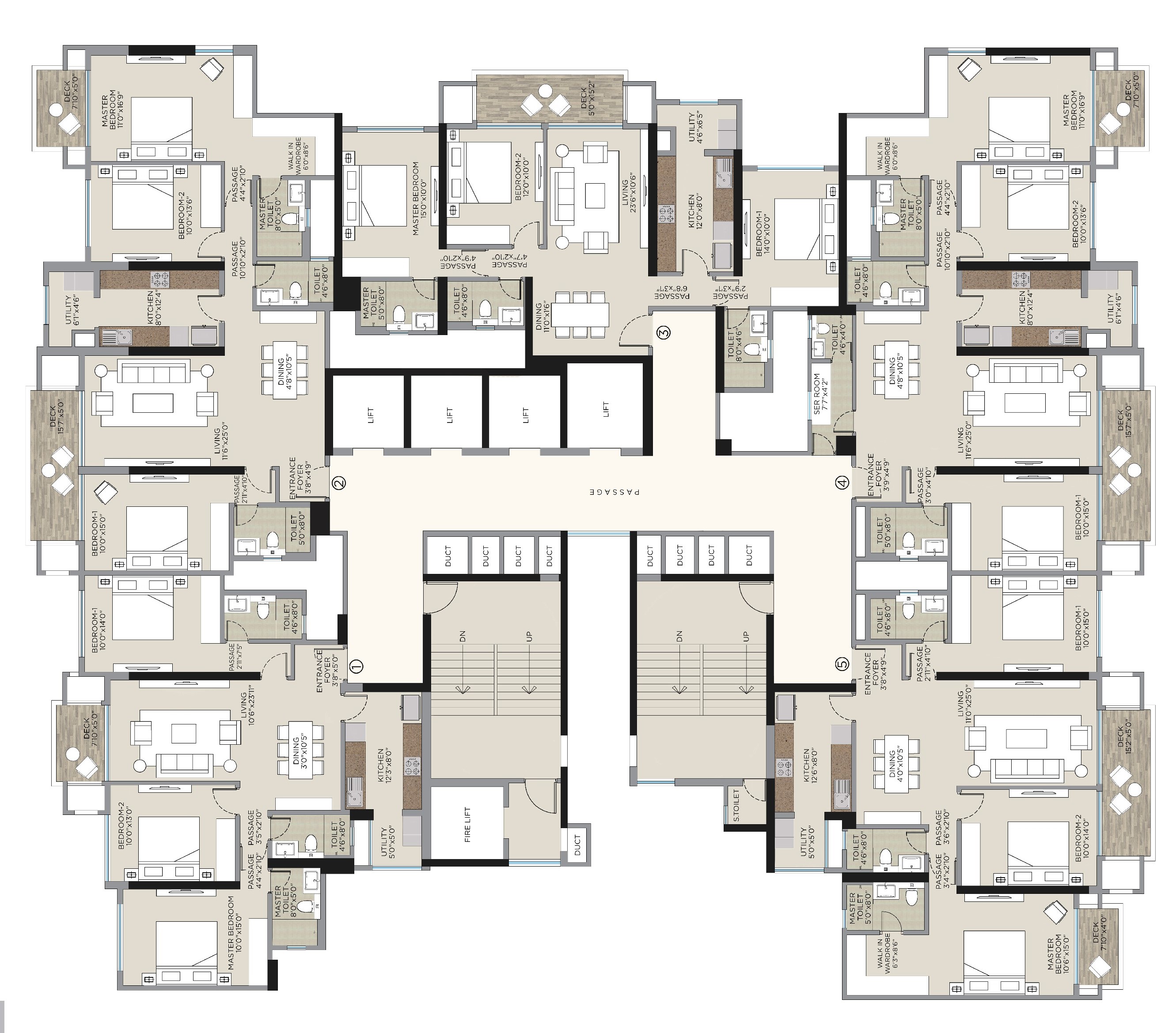 4 BHK Floor Plan Wing D